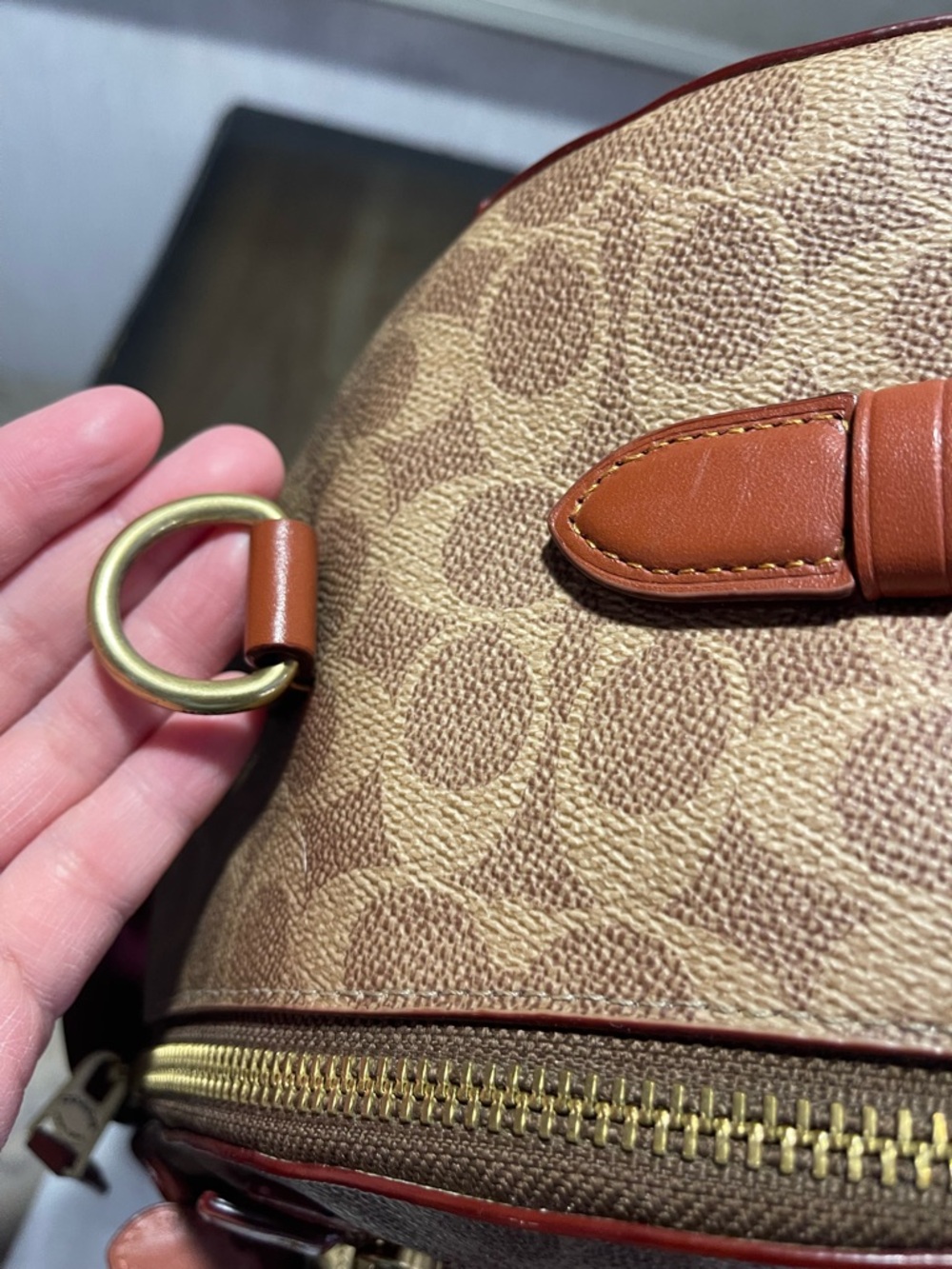 Coach Diaper bag Monogram Canvas Backpack with Brown Leather Trim - Picture 3 of 14